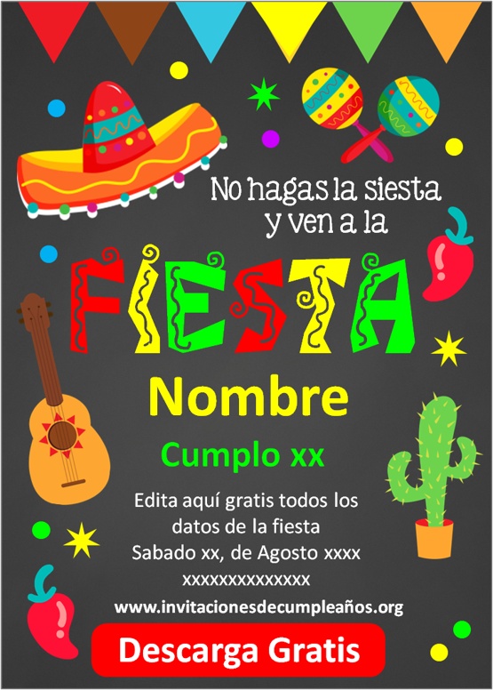 Autocomplacencia imponer Teoría establecida Invitaciones de Fiesta Mexicana para editar cumpleaños